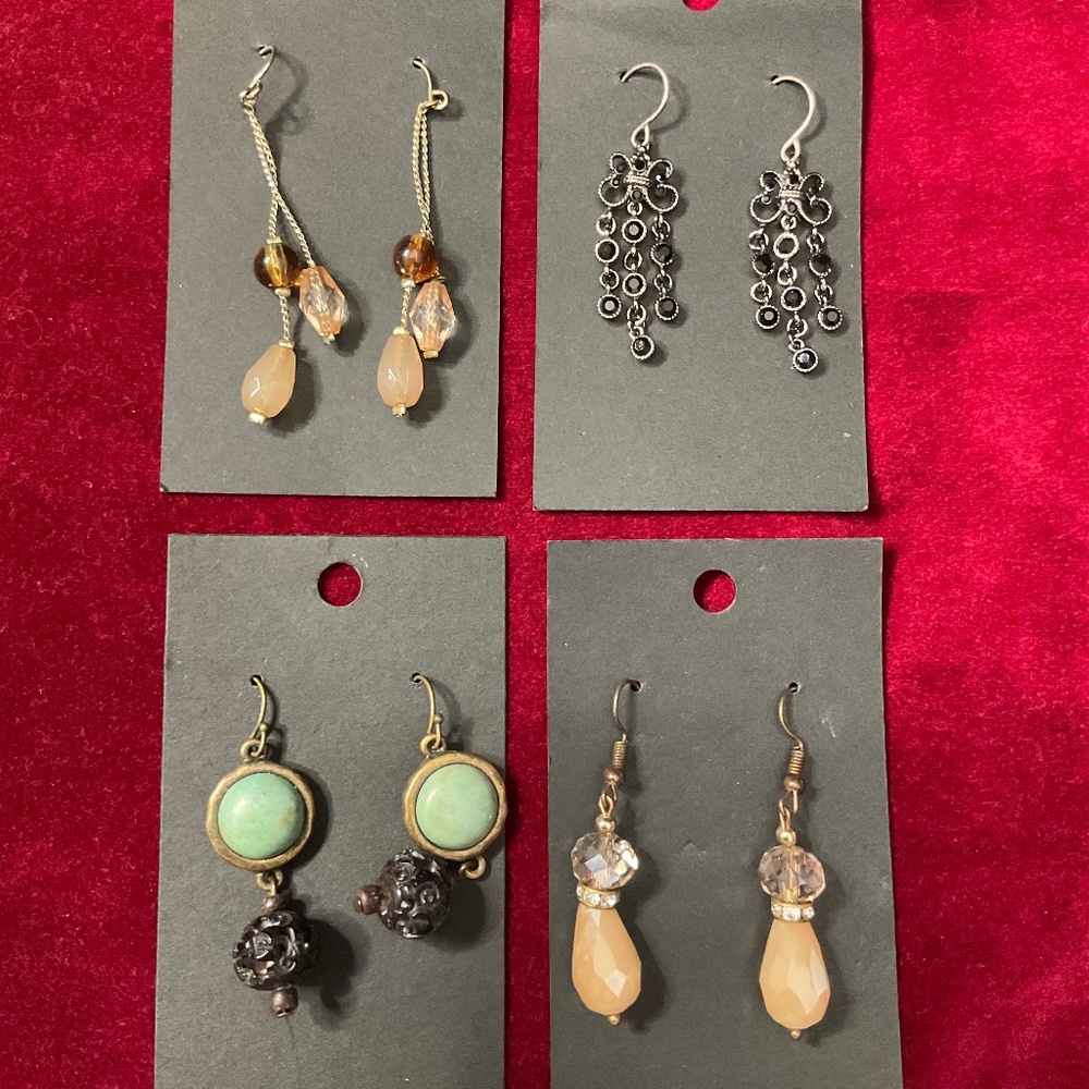 🌺 Bundle of Artisan Dangle Earrings 4 Pairs